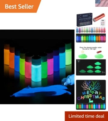 Multipurpose Luminous Pigment Powder Set - 12 Vibrant Colors with UV Flashlight - Image 1 of 4