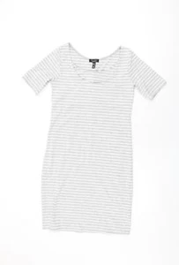New Look Womens Grey Striped Cotton Bodycon Size 10 Round Neck Pullover - Picture 1 of 10
