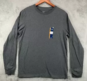NWT George Mens Medium T Shirts Basic Gray Solid Crew Long Sleeve Tee Casual - Picture 1 of 8