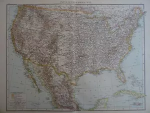 Große viktorianische Karte 1896 von USA VEREINIGTE STAATEN The Times Atlas 1. Gen - Bild 1 von 2