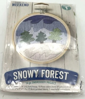 Kit de bordado Leisure Arts novo na embalagem Snowy Forest por Jen Smith aro 4” - Imagem 1 de 4