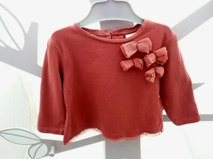 Zara haut manche longue rouille avec trois noeuds bébé 6-9 mois - Picture 1 of 1