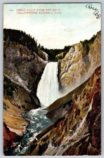 Great Falls from Red Rock, Yellowstone National Park - Vintage Postcard