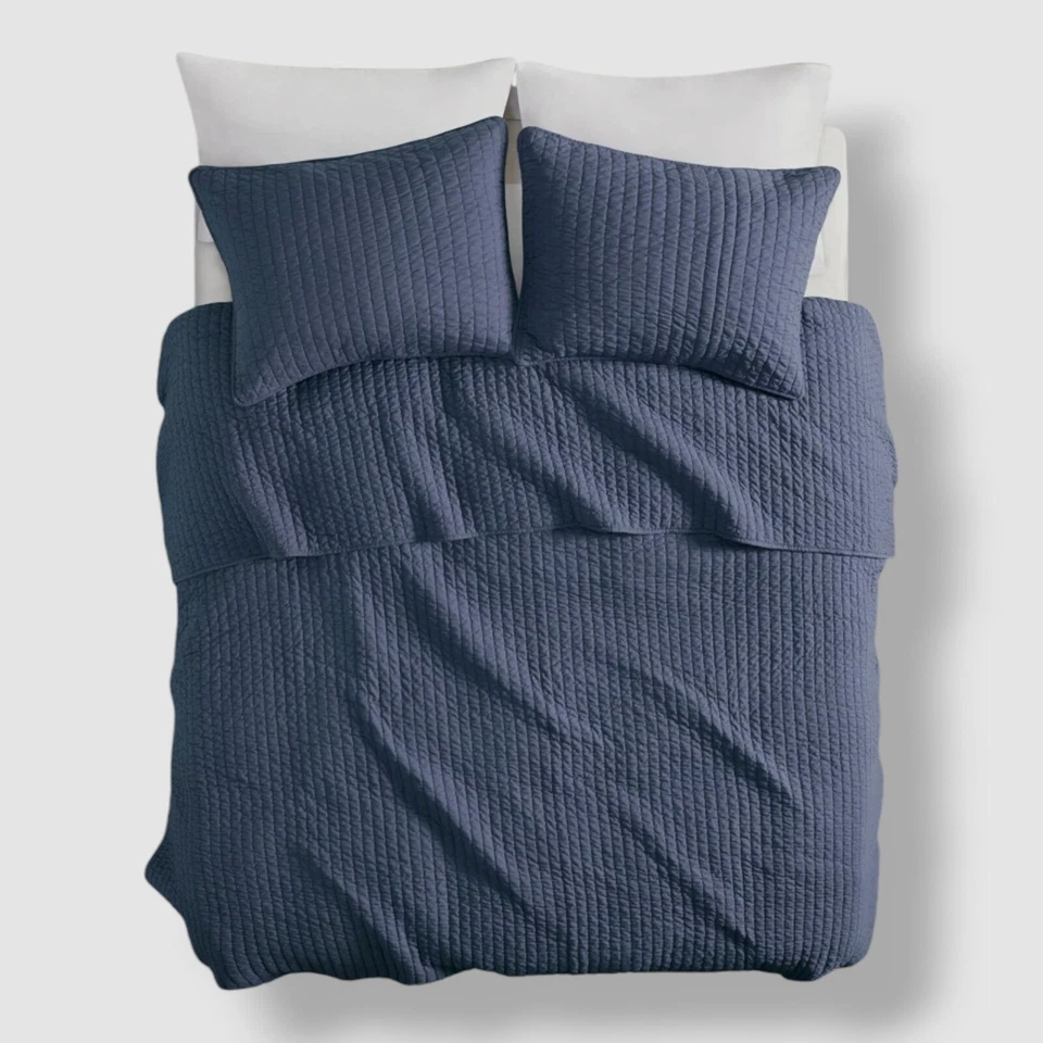 Madison Park 3 Piece Full / Queen Quilted Coverlet Set 4 Colors Navy Full/queen