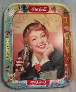 1950's VINTAGE COCO COLA  TRAY Thirst Knows No Season Have a Coke Menu Girl !!!  - Picture 1 of 11