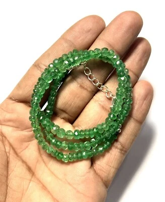 Collar fino de esmeralda 4-7,5 mm cuentas de rondelle facetadas esmeralda 18 pulgadas Foto 1 de 4
