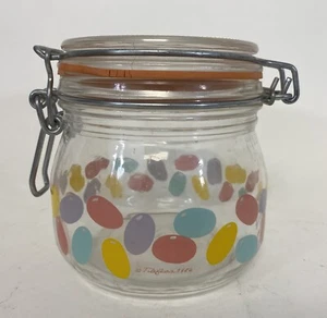 Jarro enlatado de bisagra de vidrio 1986 de colección Easter Teleflora Jelly Bean ARC FRANCE 1/2 L - Imagen 1 de 6