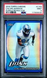 Calvin Johnson 2010 Topps Chrome Viola Rifrattore #/555 PSA 9 Lions come nuovo #C193 - Foto 1 di 2