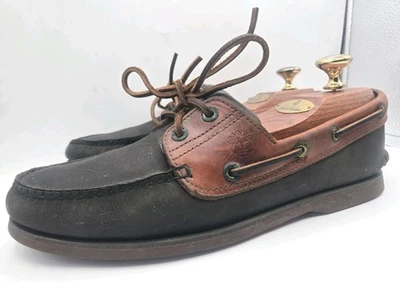 Mens Timberland Black Leather Two Eyelet Lace Mens Casual Walking Loafers... - Image 1 of 4