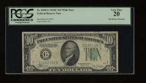DBR 1934-C $10 FRN Wide Chicago Fr. 2008-Gw PCGS VF-20 Serial G01665185D - Picture 1 of 2