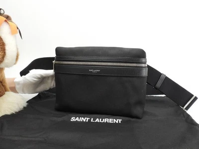 Bolso Body Saint Laurent City Nylon Cuero Negro Cintura Riñonera Envío Gratis Japón Foto 1 de 4