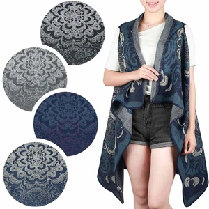 Damen Cardigan Ponch Cape Umhang Strick Pullover Pulli Lang Look M L 21531 - Bild 1 von 29