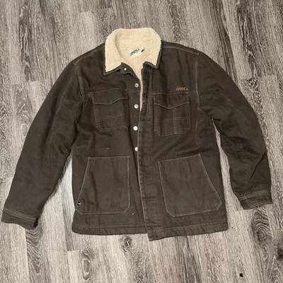 Chaqueta de Colección O'Neill Para Hombre Marrón Lona Sherpa Forrada de Vellón Talla L Y2K Foto 1 de 4