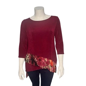 CHICO'S Travelers Gr. 2 US L Slinky Strick Tunika Top asymmetrisch Rüschen dehnbar - Bild 1 von 9