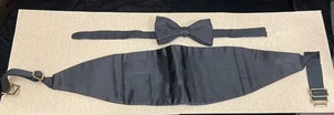 Christian Dior Black Silk Cumberbund & Bow Tie Formal Dress Tuxedo Mens S, DD-5 - Picture 1 of 4