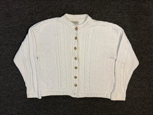 L.L. Bean Sweater Womens Large Button Front Cable Knit Classic Made in USA - Picture 1 of 5