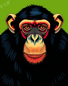 Chimpanzee Pop Art 8X10 Print - Picture 1 of 1