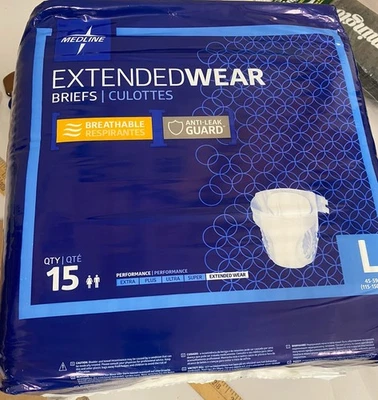 Calzoncillos Medline Extended Wear Overnight L para adultos con lengüetas, máxima absorción Foto 1 de 2