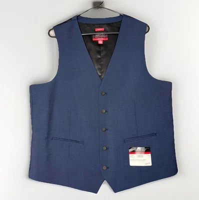 NWT Kenneth Cole Awearness XL Wool Blend Vest Navy Blue Black Slim Awear-Tech - Image 1 of 4