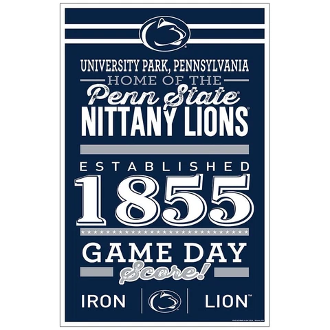 Penn State Nittany Lions 11"x17" Wood Sign Established Design [NEW] Banner Wall Cover