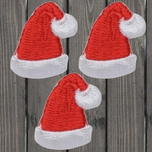 Mini Santa Hat Embroidered Patch — 3-Pack — Iron On - Picture 1 of 1