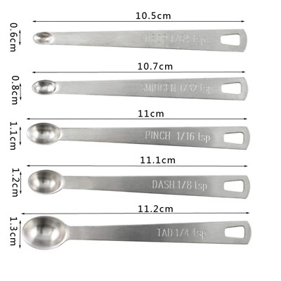5PCS MEASURING SPOON SET STAINLESS STEEL BAKING SEASONING TEASPOON TABLESPOON UK - Image 1 of 4