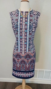 Karin Stevens Etui-Kleid Reißverschluss hinten mehrfarbig Paisleymuster Größe 6 - Bild 1 von 7