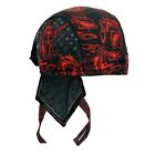Red Black Roman Soldier Gladiator Premium Head Wrap Biker Durag Sweatband Black