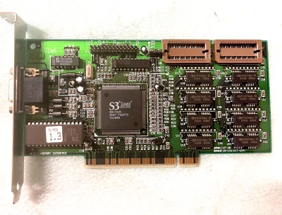 RARE NEW VINTAGE VI-940 S3 TRIO64 1 MB EXP TO 2 MB PCI VGA CARD MXB140A - Image 1 of 3