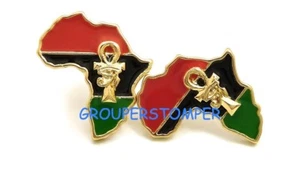 Africa With Eye of Ra on Ankh Post Style Pierced Stud Earrings Horus - Picture 1 of 4
