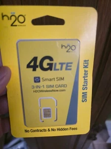 Lot of 10 - H2O 4G LTE Smart 3-IN-1 SIM Card - Starter Kit - NEW! - Photo 1 sur 3