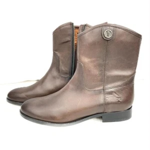 Frye Melissa Button Short Ankle Melissa Leather Brown Womens Size 8B - Picture 1 of 9