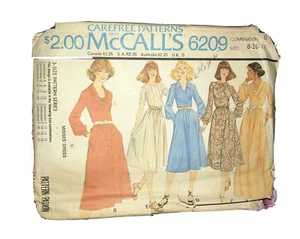 McCalls c1978 Vintage Carefree Sewing Pattern 6209 Misses Dress Sz 8-12 S Cut - Picture 1 of 6
