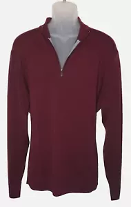Maglione Daniel Cremieux da uomo 1/4 cerniera XXL rosso scuro 100% lana merino nuovo con etichette - Foto 1 di 7