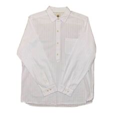 THE TERRITORY AHEAD Men’s L White Texture Striped 1/2 Button Up L/S Collar Shirt