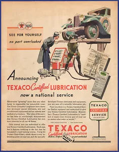 Anuncio impreso efímero de estación de garaje de lubricación con certificación TEXACO 1932 de colección de la década de 1930 - Imagen 1 de 1