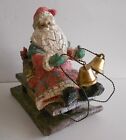 Santa Claus Sleigh Figurine Christmas Decoration Jingle Bells Distressed