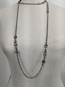 Monet Vintage 70s silver Tone  chain Necklace 50" long - Picture 1 of 5