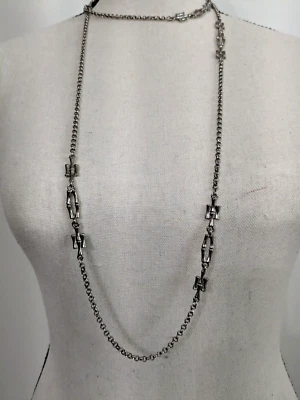Colar de corrente Monet vintage anos 70 tom prata 50" de comprimento - Imagem 1 de 4