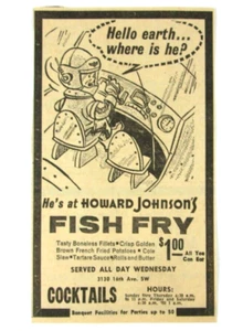 1965 Howard Johnson's Fish Fry Fast Food Restaurant Newspaper Print Ad - Picture 1 of 1