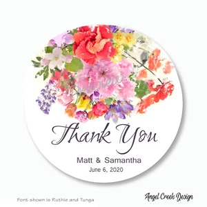 Stunning Floral Bridal Shower Thank You Favors Wedding Thank You Favor Labels - Picture 1 of 5