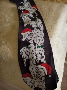 Addiction Dogs  Dalmatians Christmas 100% Polyester Necktie - Picture 1 of 4