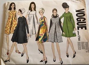 Vintage 1960’s Vogue Basic Dress Pattern 1766 Size 16 Cut Complete Retro Mod - Picture 1 of 8