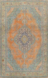 Orange Floral Traditional Oriental Area Rug Hand-knotted Medallion Wool 10x13 ft - Picture 1 of 12