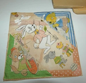 RARE UNUSUAL 3 NWOT Carol Stanley Boxed Children’s Hankies Handkerchiefs Animals - Picture 1 of 6