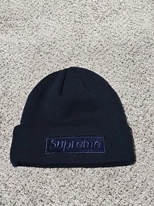 Supreme x New Era Navy Tonal Beanie FW14 Never Worn - Picture 1 of 3