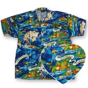 Camisa Hawaiana Monzini Vintage Para Hombre L Hawaii Tierra de Aloha Escénica Cuello Punta - Imagen 1 de 10