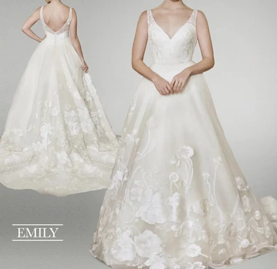 Vestido de novia Matthew Christopher Emily 10011 10-14 champán seda encaje organza Foto 1 de 4