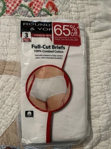 Roundtree & Yorke Big Man 3-Pairs White Full Cut Briefs Underwear Size 54 New - Picture 1 of 5