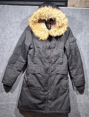 Women’s 1 Madison Expedition Faux Fur Hooded Black Parka Jacket -Medium - Image 1 of 4